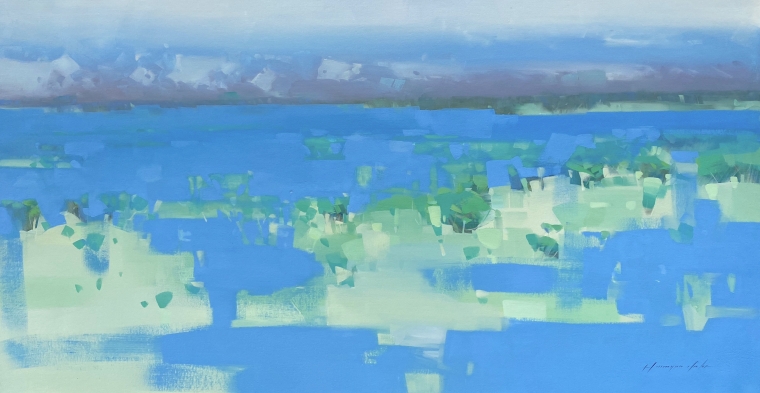 Summer Skyline, Original oil Painting, Handmade artwork, One of a Kind              